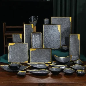 Set di stoviglie in melamina Piatto da pranzo per barbecue Piatto per salsa di sushi Vassoio per snack Piatti occidentali Insalatiera di frutta Dessert 1