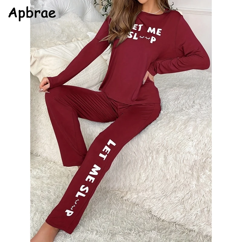 Pigiama con stampa di lettere per donna Autunno Inverno Maniche lunghe Pantaloni lunghi Pigiama Donna Pigiama di seta di latte Indumenti da notte sportivi per ragazze 6