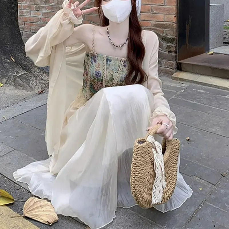 2024 estate elegante moda Harajuku slim fit abiti femminili allentati casual tutto fiammifero gilet floreale gonne retrò francese tre pezzi 4