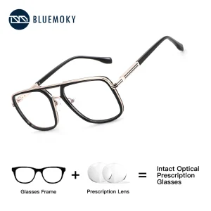 BLUEMOKY Nuovi occhiali da vista pilota in metallo, cambio colore multifocali da uomo, miopia progressiva anti luce blu 1