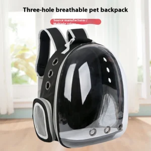 Borsa a tracolla doppia Borsa per animali trasparente Borsa per animali portatile per uscire panoramica per gatti Zaino per animali a doppia spalla leggero e traspirante 1