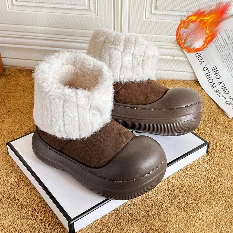 Stivali da neve caldi invernali da donna, comode scarpe impermeabili antiscivolo con suola spessa per la stagione fredda 2