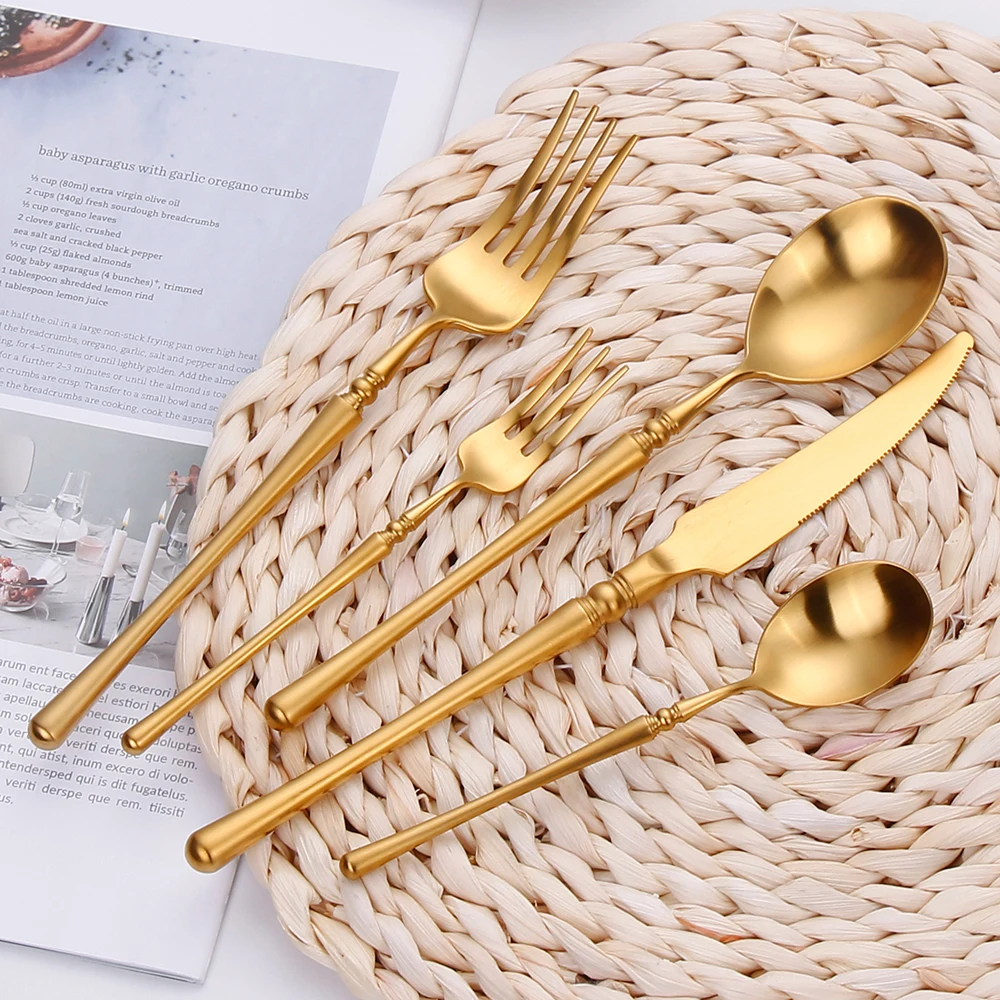 10/15/20/25/30 pezzi posate uniche in acciaio inossidabile 18/10 oro argento Set di posate Party Hotel usa regalo di inaugurazione della casa di nozze 4