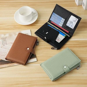 Portafoglio da donna Borsa in pelle PU Portafoglio lungo da donna Borsa per passaporto e documenti ultra sottile Portamonete Porta carte Frizione 1