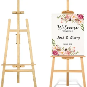 Supporto da cavalletto da 59" /69" per matrimonio, espositore da cavalletto Supporto in tela per dipingere poster di nozze, cartello di benvenuto di matrimonio con supporto 1