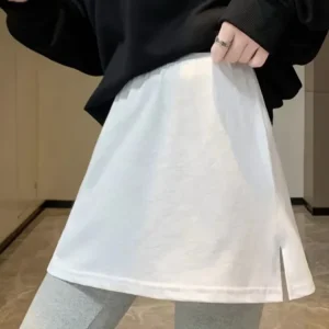 Felpa in cotone da donna Abbigliamento interno Stratificazione invernale Minigonna a vita alta A-Line Tessuto lavorato a maglia di colore puro Marchio cinese 1