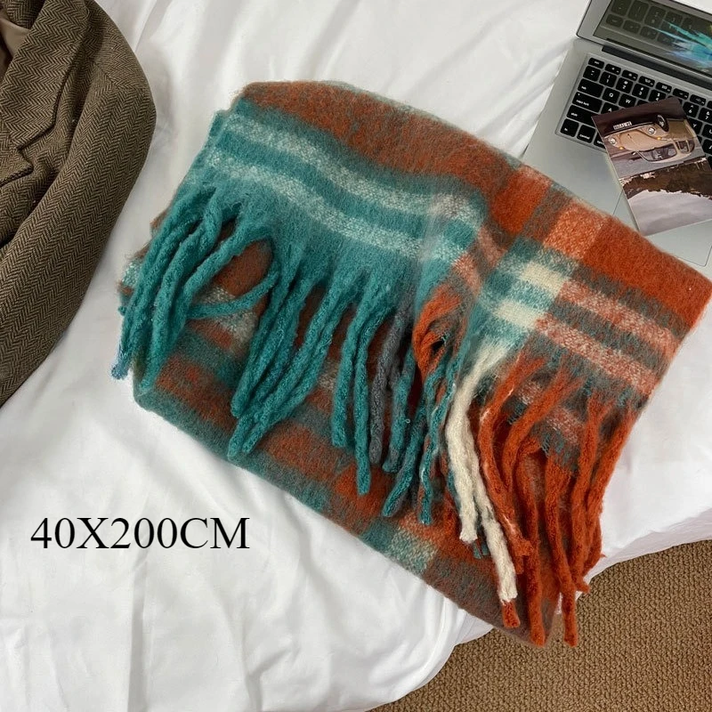 Sciarpa 1PC Cambio graduale Colore abbinato Sciarpa calda ispessita invernale Scialle in cashmere imitazione 6