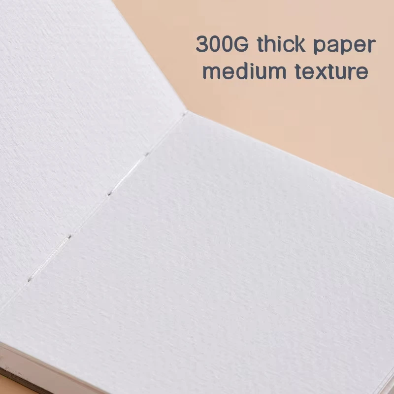 Quaderno per schizzi ad acquerello pronto per i viaggi, mini diario artistico portatile in carta dalla struttura media rilegata in pelle da 300 g per studenti e artisti 3