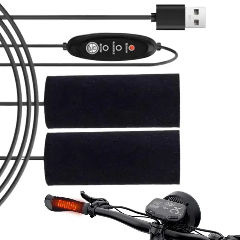 Manopole riscaldate per moto Manopole riscaldate per moto Copertura per impugnatura riscaldata USB Manubrio riscaldanti Kit di riscaldamento rapido termorestringente 5