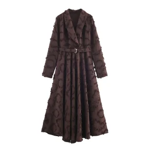 DiYiG DONNA 2025 autunno nuova moda con cintura attraverso il vento abito Joker manica lunga abito con bottoni Vestidos Mujer 1