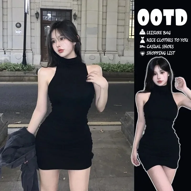 Abito senza maniche a collo alto da ragazza piccante Vendita calda estiva da donna della stagione Nuovo desiderio puro Abbigliamento interno Slim Fit Avvolgente sexy 1