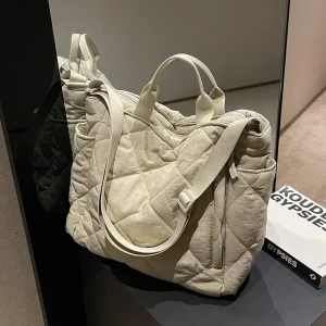 Borsa per mamma di grande capacità per donna Totes Borse per pannolini per bambini Borse per la spesa per maternità da donna in cotone a spalla 1