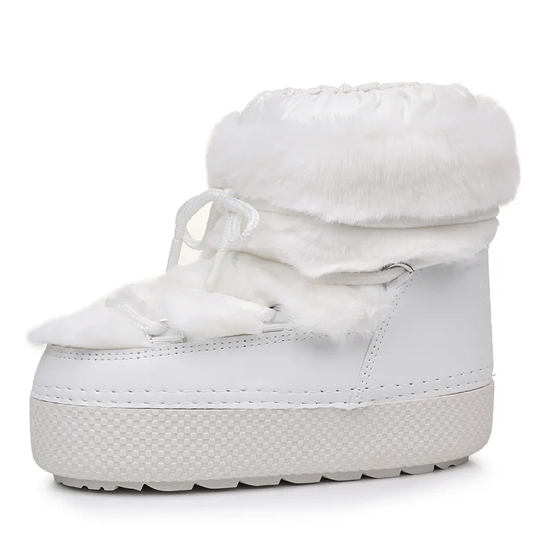 Stivali da neve invernali per donna Stivali da sci impermeabili antiscivolo con plateau Stivali di pelliccia pelosi soffici di lusso Stivaletti alla caviglia femminili Taglia 36-41 3