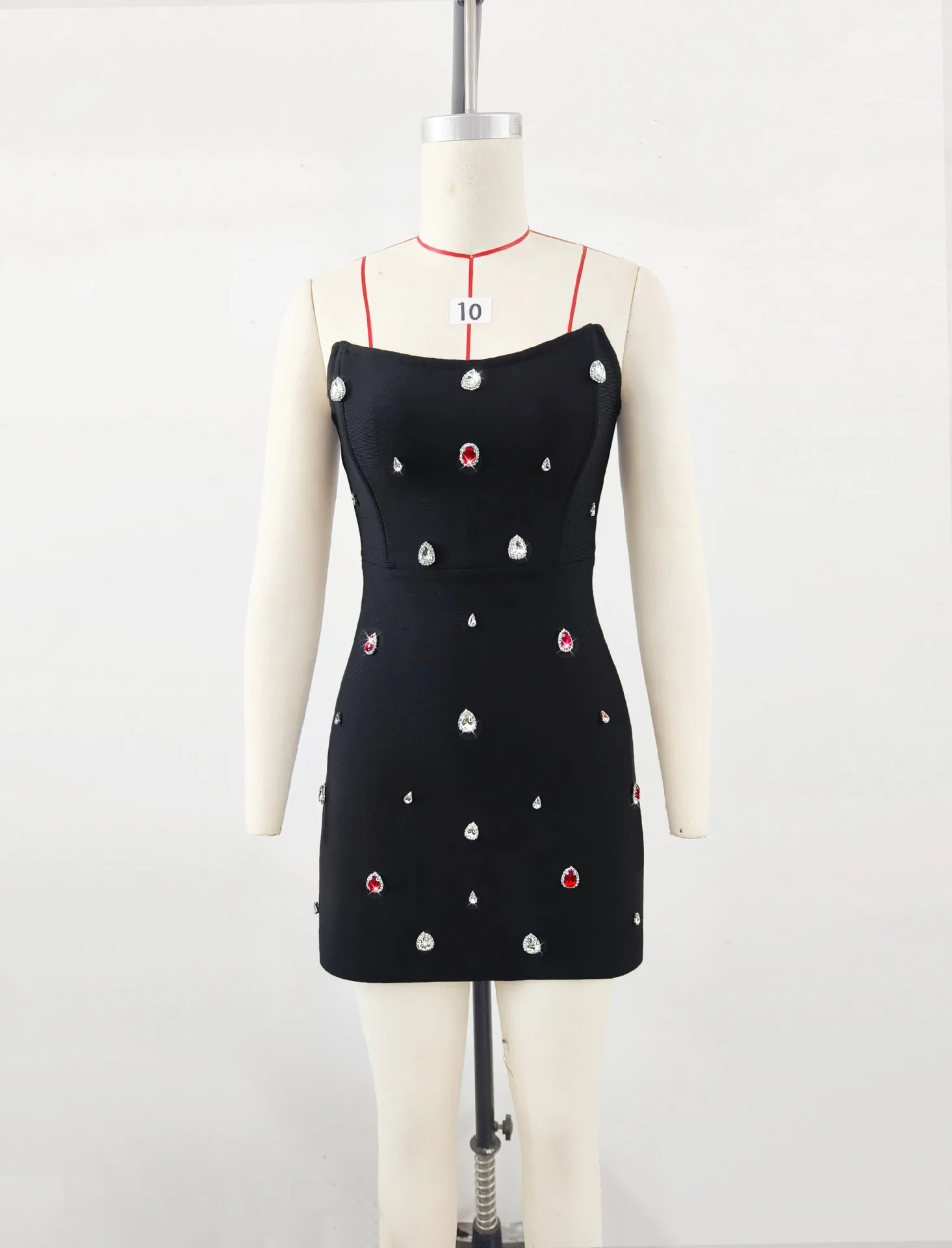 2025 nuova primavera colore nero donna sexy senza spalline cristallo colorato aderente mini vestito dalla fasciatura discoteca festa celebra outfit 5