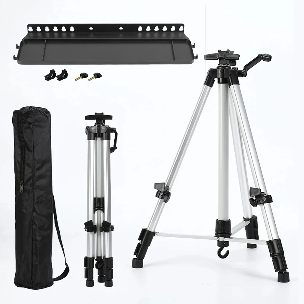 Cavalletto portatile pieghevole per schizzi in metallo, materiale metallico, 50-150 cm, regolabile per pittura all'aperto, vassoio 33 * 10 cm opzionale 4