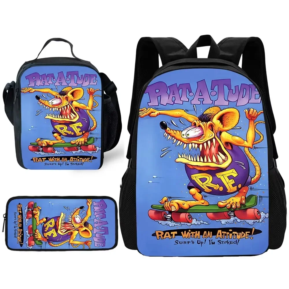 Zaino scolastico per bambini Rat Fink C-choppers, borse per il pranzo, borse per matite, borse per la scuola per ragazzi e ragazze, miglior regalo 2