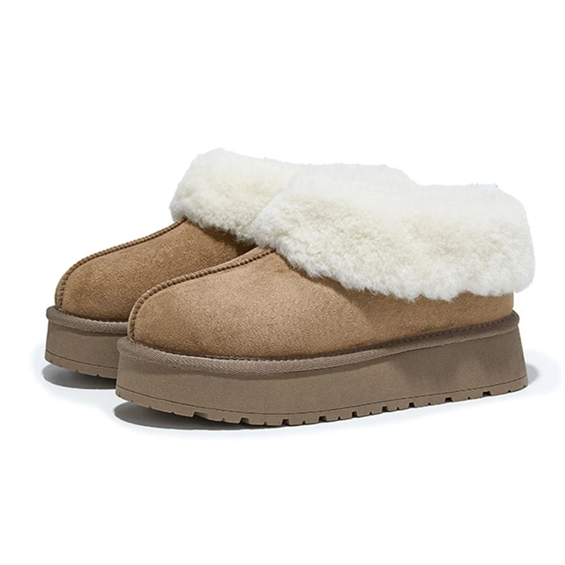 2025 nuovi stivali da neve da donna punta grande stivali invernali da donna corti peluche piatto per il calore scarpe imbottite in cotone femminile 4