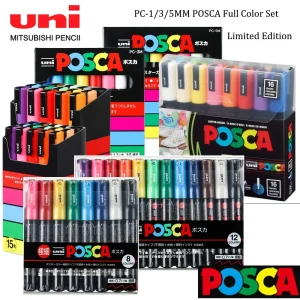 Uni Posca Set di pennarelli Vernice acrilica Disegno PC-3M Colores Astuccio per matite Graffiti Evidenziatore fai da te Astuccio per penne Forniture artistiche di cancelleria 1