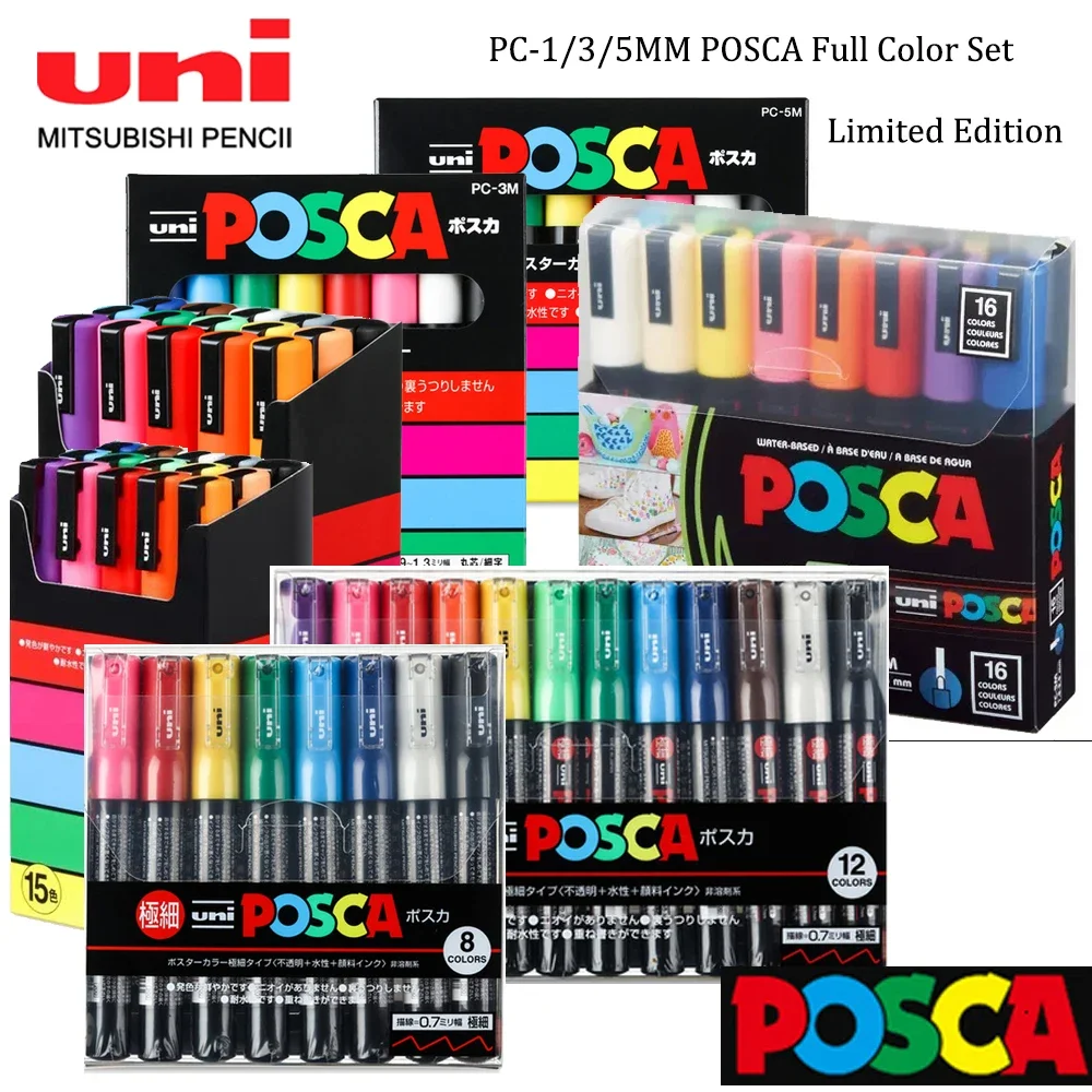 Uni Posca Set di pennarelli Vernice acrilica Disegno PC-3M Colores Astuccio per matite Graffiti Evidenziatore fai da te Astuccio per penne Forniture artistiche di cancelleria 1