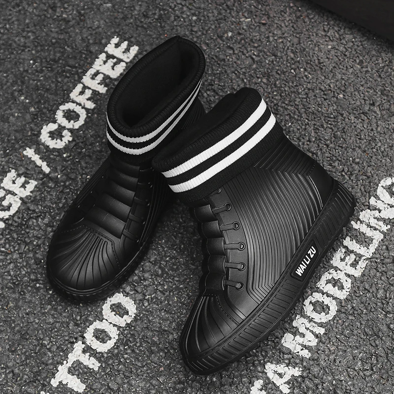 Scarpe impermeabili versatili casual a canna corta Uomo Donna Foderate con pile Calore antiscivolo Stivali da pioggia all'aperto resistenti all'usura 3