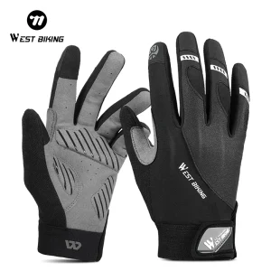 WEST BIKING Guanto di protezione sportiva Addensare Assorbimento degli urti Guanti da ciclismo Touch Screen Guanti caldi riflettenti Attrezzatura da ciclismo 1