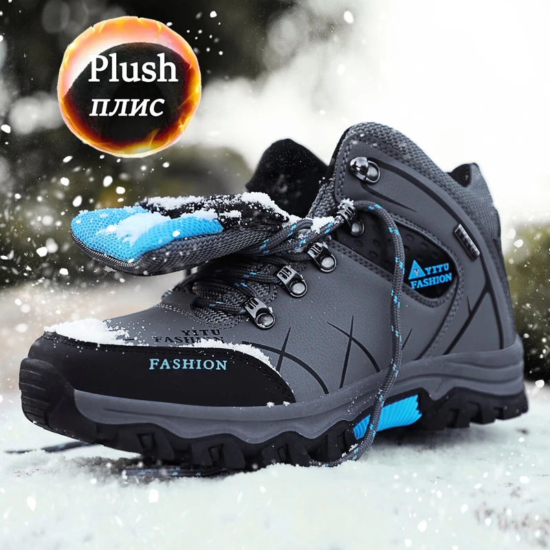 Stivali da uomo Neve Outdoor Scarpe da uomo Moda Stivali invernali Stivaletti da trekking Impermeabili Scarpe da lavoro da viaggio Calzature sportive 3