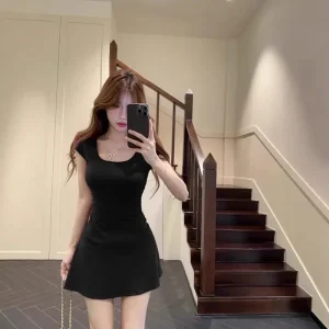 Nuovo stile francese slim fit viola gonna corta abito donna estate lavorata a maglia vita stretta piccante ragazza mini abito fibra di poliestere 1