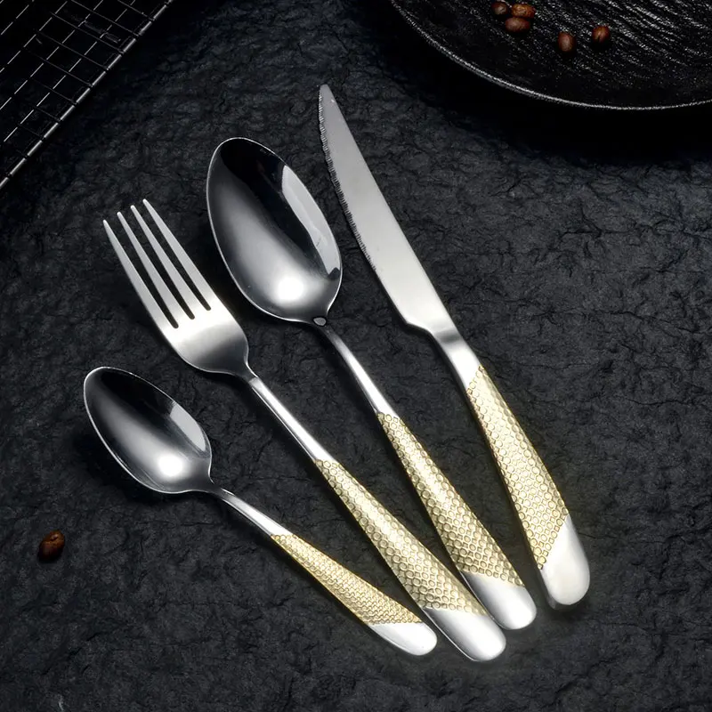 8/24 pezzi set di stoviglie in oro posate in acciaio inossidabile coltello tè cucchiaio da caffè posate cena stoviglie da cucina lavabile in lavastoviglie 2
