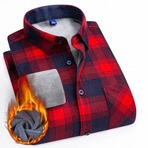 Autunno e inverno nuova camicia in pile da uomo d'affari ispessita calda in pile double face casual non stirabile 8XL taglia extra 1