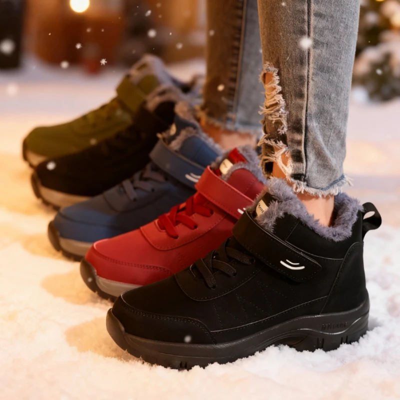 Scarpe da ginnastica da donna alla moda per l'autunno e l'inverno Comfort foderate antiscivolo con suola morbida Scarpe per anziani Nuove scarpe da ginnastica piatte da passeggio calde 3
