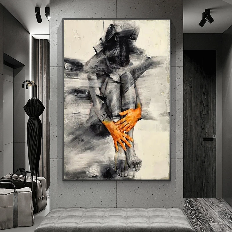 Astratta donna nuda arte figura poster tela pittura in bianco e nero Wall Art Picture for Living Room Home Decor (senza cornice) 1