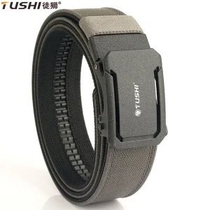 TUSHI Cintura tattica militare per uomo Robusta nylon con fibbia automatica in metallo Cintura da servizio della polizia Cintura da esterno Accessori sportivi IPSC 1