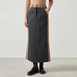 K2549W Gonna di lana formale da ufficio di alta qualità da donna di lusso Gonne lunghe di lana australiana per signora 1