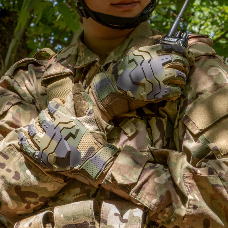 Guanti tattici touch screen da esterno Guanti da ciclismo per moto Sport Arrampicata Caccia Guanti a dita intere Guanti da uomo 4