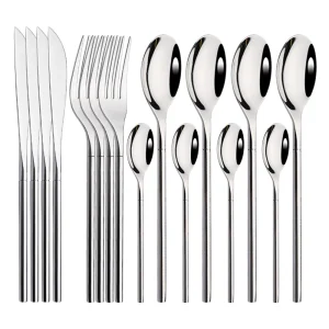 Set di stoviglie Set di posate da tavola in argento specchio di alta qualità coltello in acciaio inossidabile 304 forchetta cucchiaio da caffè posate posate 1