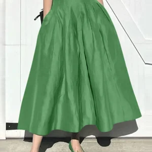 Moda Donna Gonne lunghe ZANZEA Estate Gonna a pieghe solida Eelgant A Line Party Work Abiti a vita alta Faldas Saia Jupe Femme 1