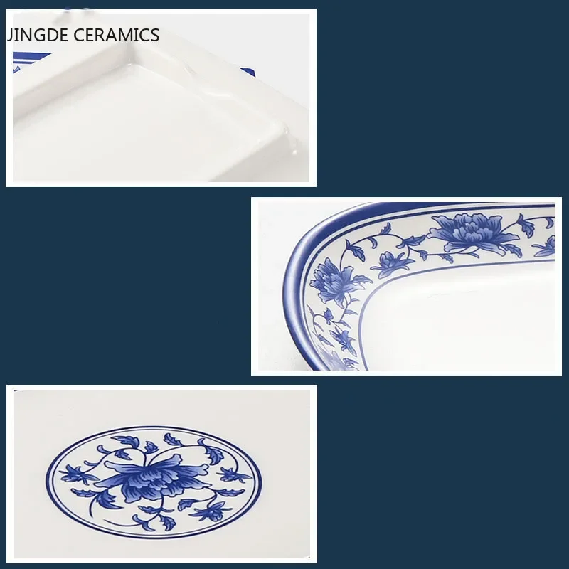 1pc Piatti piani in plastica per uso alimentare La plastica cinese in melammina non è facile da rompere Piatto rettangolare Forniture per la cucina del ristorante 2