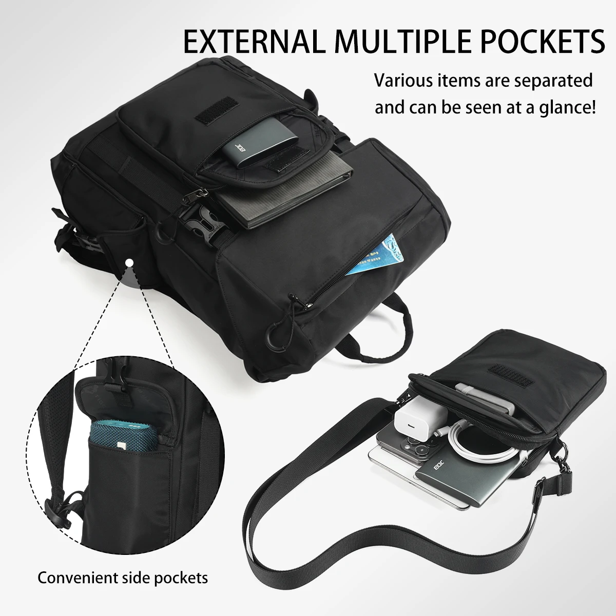 Tigernu Nuove borse zaino multifunzionali Borse universitarie per la scuola di moda per laptop da 14 pollici con piccole borse a tracolla rimovibili 4