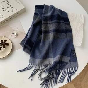 Sciarpa di pura lana australiana al 100% Sciarpe di nappa scozzese di lusso donna Uomo Autunno Inverno Maschio Business di fascia alta Silenziatore classico femminile 1