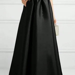 Gonne lunghe eleganti a trapezio per donna Gonna lunga da festa liscia in poliestere di alta qualità con tasche Gonne da donna solide Y2K Lady 1