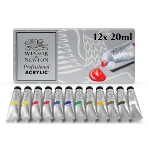Winsor & Newton Set di colori acrilici da 12 colori da 20 ml Finitura opaca professionale Impermeabile per artigianato e materiali artistici fai-da-te per la pittura 1