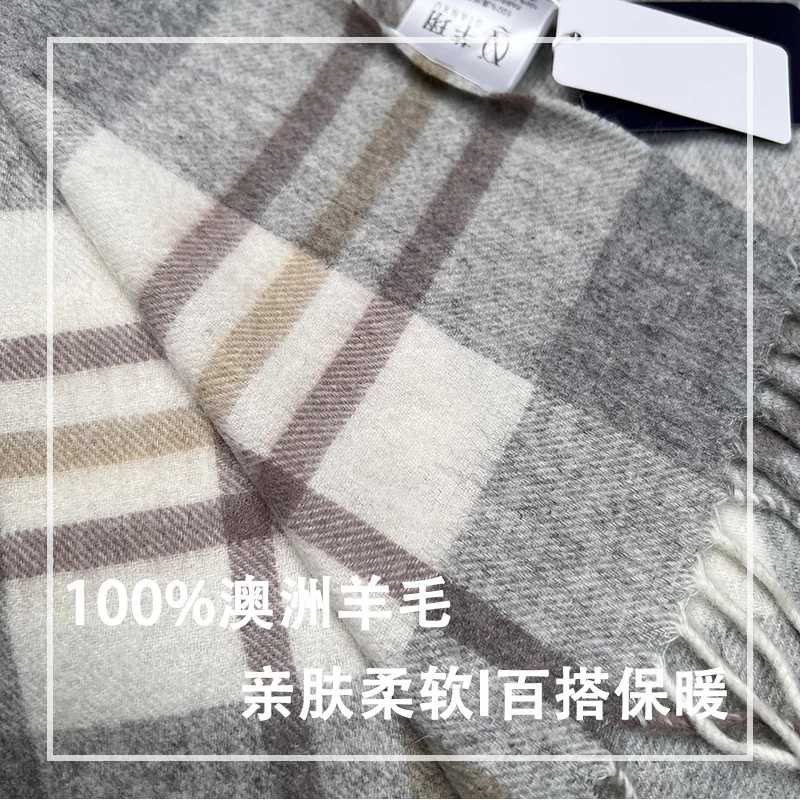 Sciarpa di lana 100% di alta qualità Autunno inverno Donna Uomo Pura lana Scaves Donna Nuovo stile britannico Silenziatore caldo Donna Giorno freddo 2