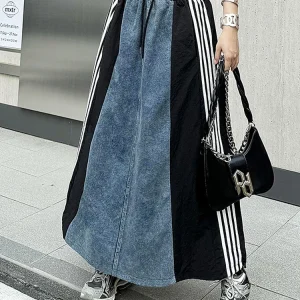 NYFS 2025 Primavera Estate Nuova Donna Vintage Gonna Allentata Plus Size Vita Alta Patchwork Denim Gonne Lunghe Faldas Mujer Saias 1