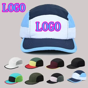 Berretto da baseball con logo personalizzato per esterni a 5 pannelli con blocco colore da donna Cappello snapback regolabile ad asciugatura rapida Cappello da camionista per protezione solare da uomo 1