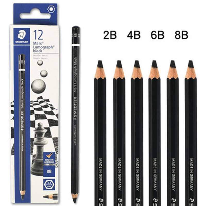 12 pcs Staedtler 100B matita matite da disegno professionali matite per schizzi per studenti matita a carbone forniture per ufficio di cancelleria per la scuola 6