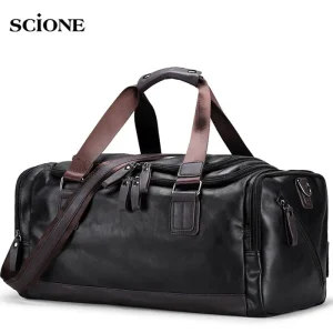 Borsa da palestra in pelle PU da uomo Borse sportive Borsone da viaggio Bagagli Tote Borsa per uomo Fitness Viaggio da uomo Borse a tracolla XA109WA 1