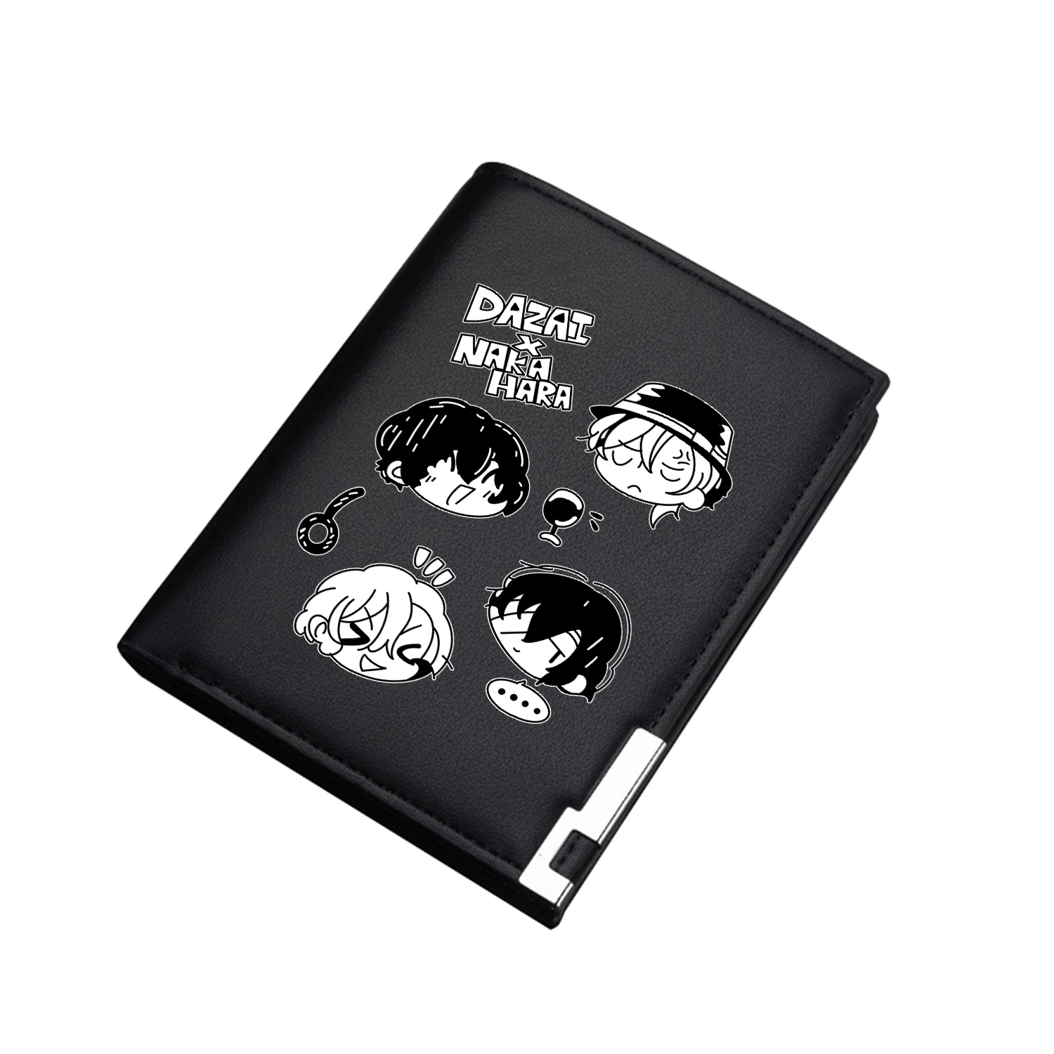 Bungo Stray Dogs Cartone animato stampato Portamonete lungo Portafoglio corto in pelle Pu Porta carte d'identità nero Cambia pochette per contanti per uomo 4