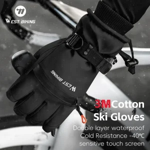 WEST BIKING Guanti da sci invernali Guanti touchscreen termici da esterno Sport Ciclismo Corsa Sci Uomo Donna Guanti caldi impermeabili 1