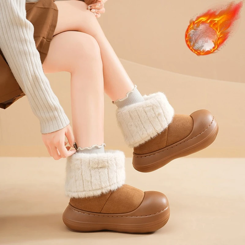 Stivali da neve caldi invernali da donna, comode scarpe impermeabili antiscivolo con suola spessa per la stagione fredda 5