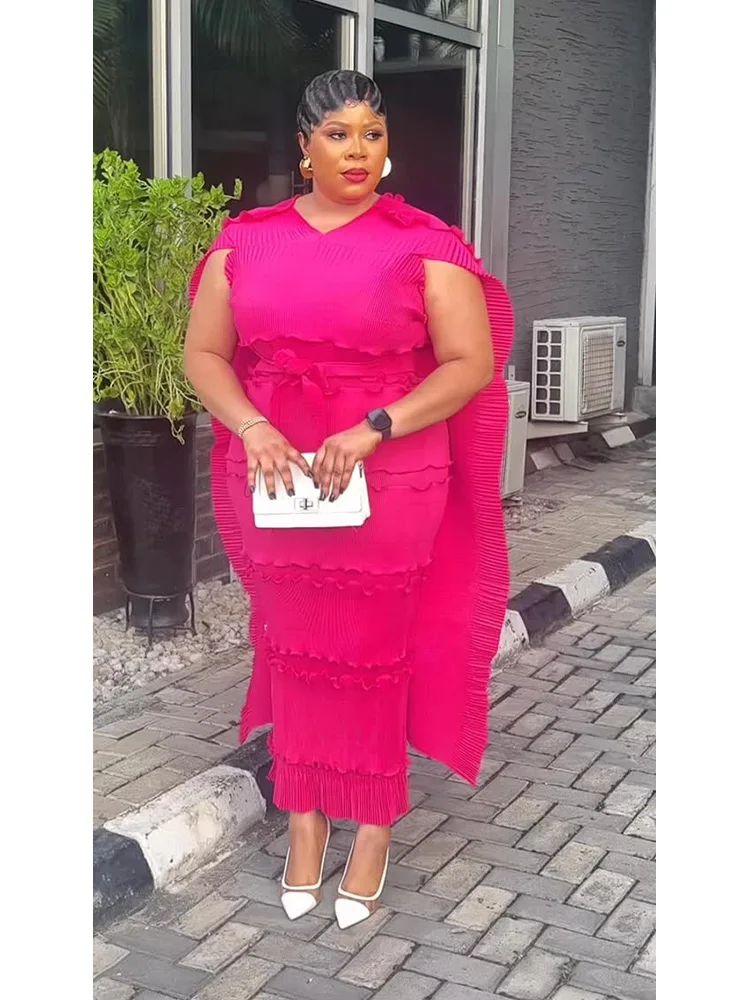 EGRM Miyake Solido Pieghettato Francese Tridimensionale Fungo Bordo Torta Abito da Donna Abiti Lunghi Allentati 2025 Estate Nuovo 6R8109 2